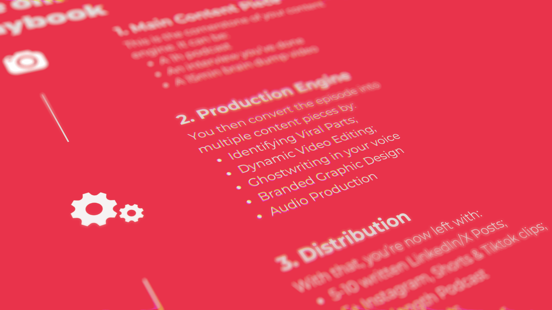 Black and white image of people working at a table with laptops, showing hands gesturing during discussion of digital content displayed on screens, with fabrica® logo in the corner.