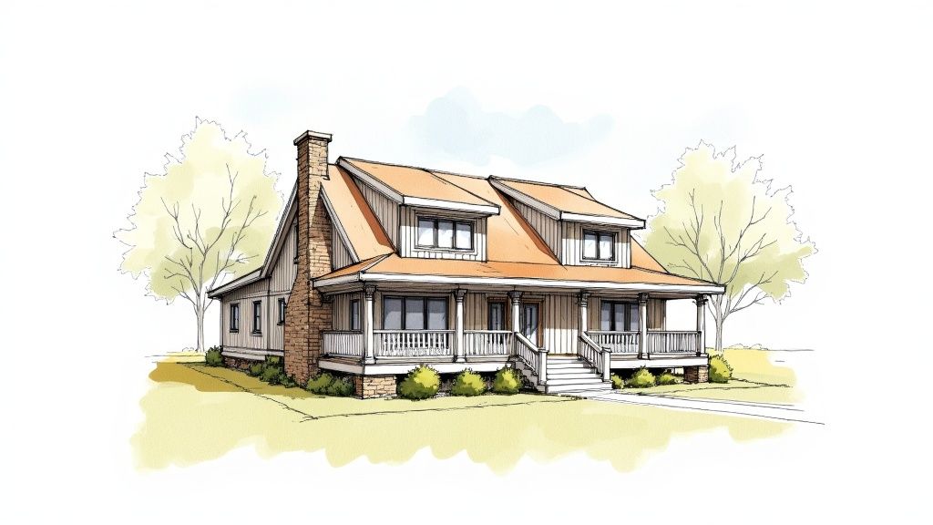 Farmhouse Style Front Elevation