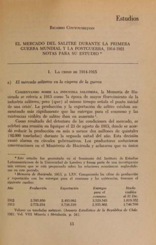 El mercado del salitre durante la Primera Guerra Mundial y la postguerra, 1914-1921. Notas para su estudio