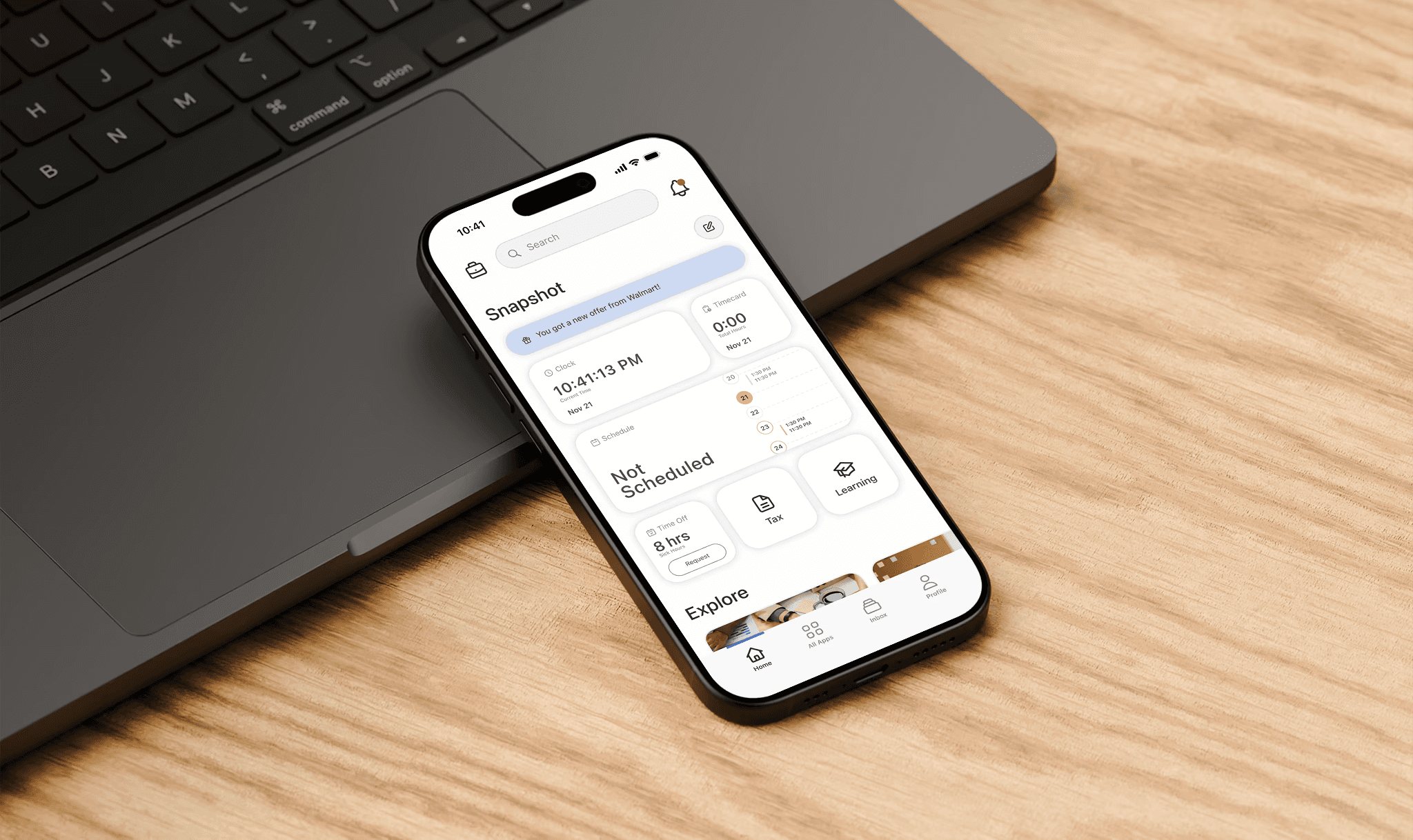 A mockup of a mobile for cashless home screen