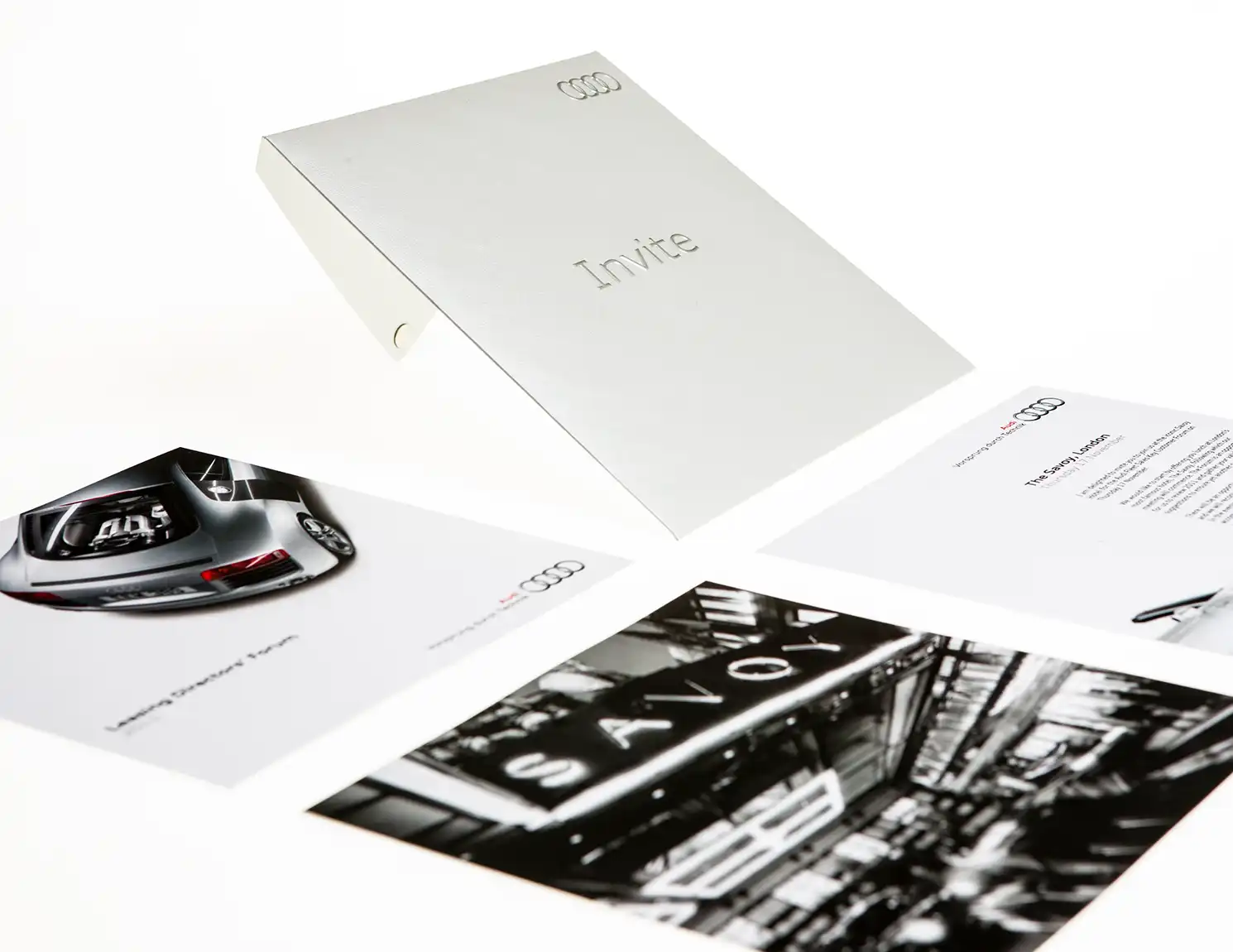 Photograph showing details of Audi event invite