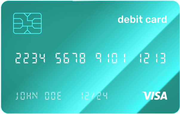 A sea-green Beonn VISA debit card