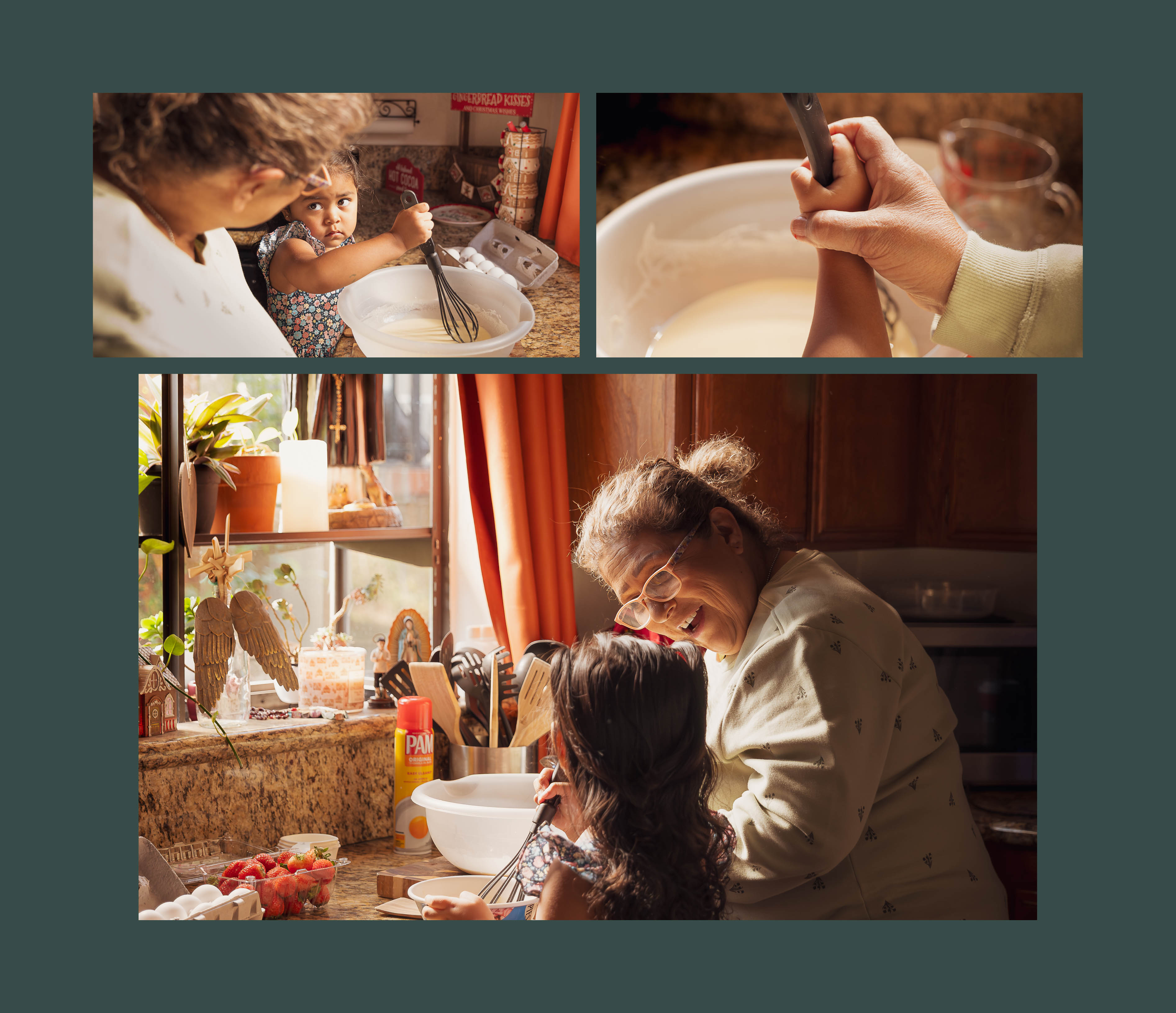 Older woman teaching grandaughter how to bake in Claremont CA | FFotos