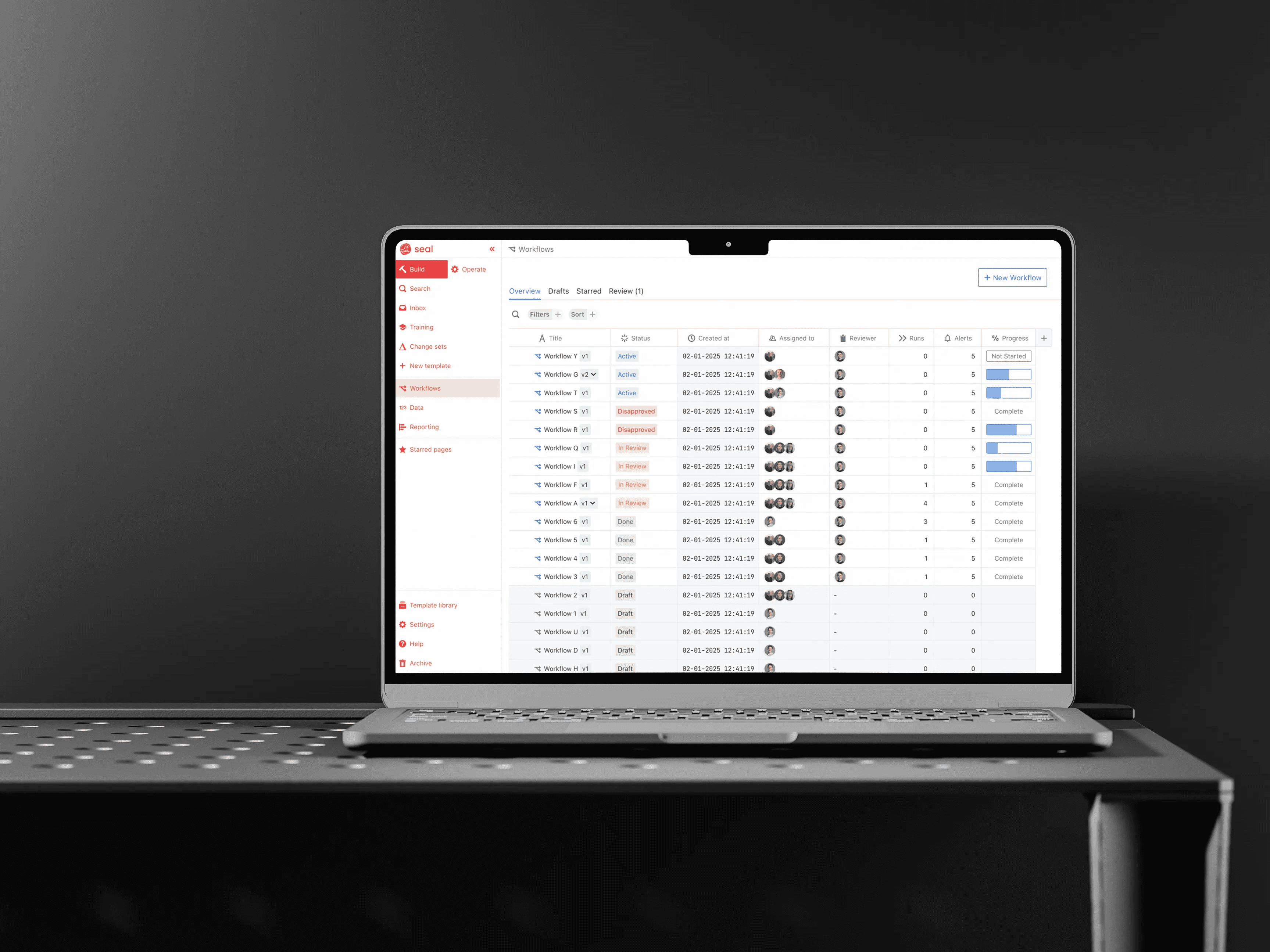 Mockup of dashboard