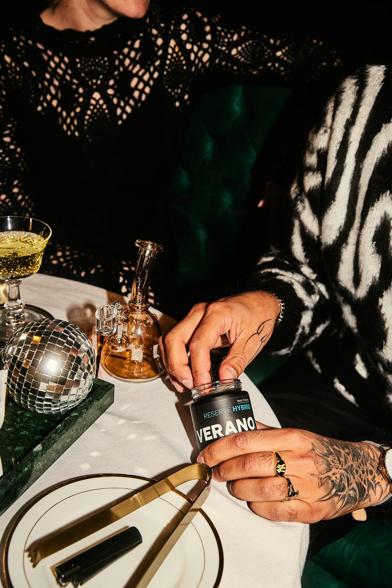 American flag flying against a cloudy sky