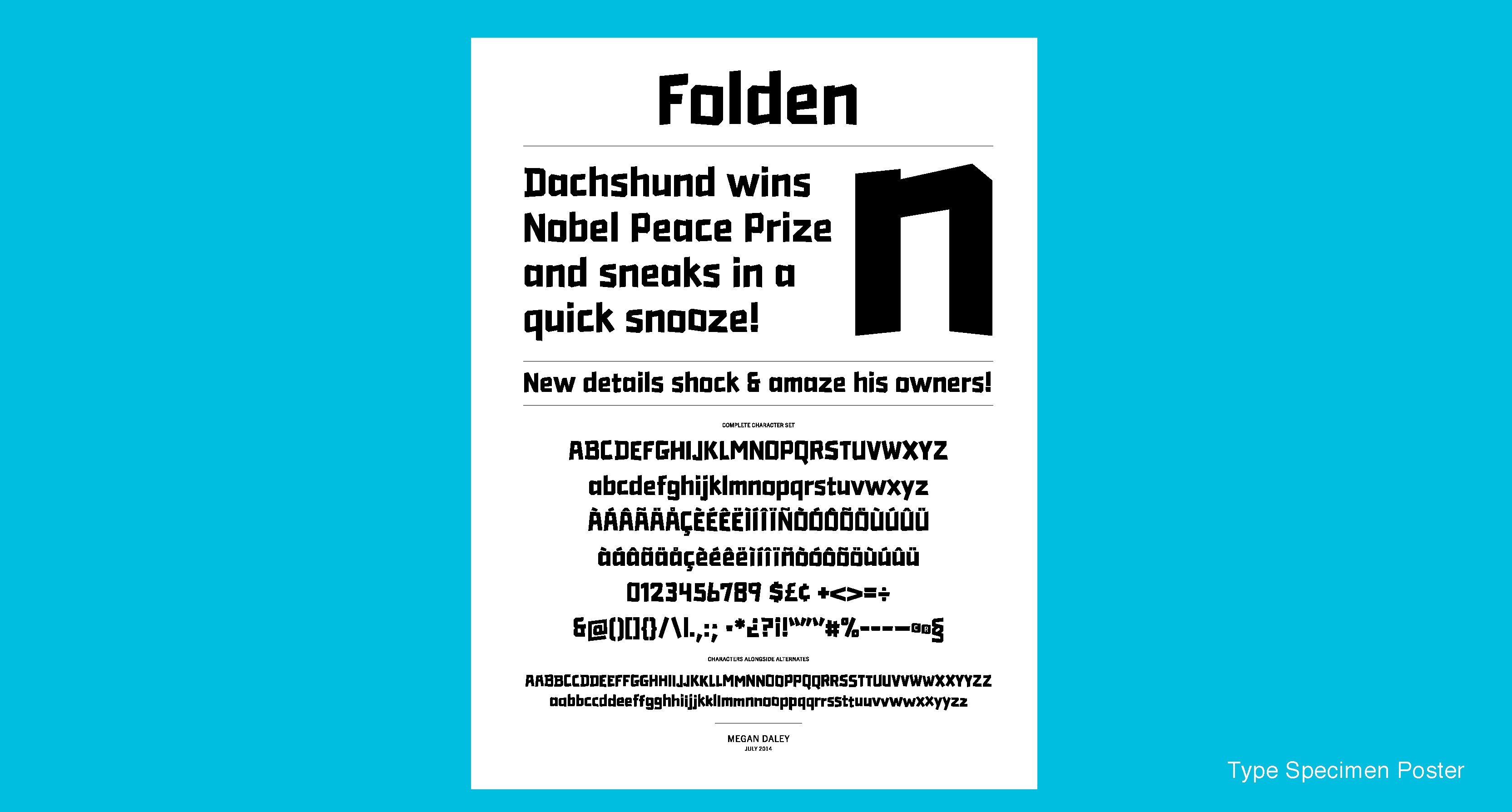 blue screen with black and white poster with typography in the middle