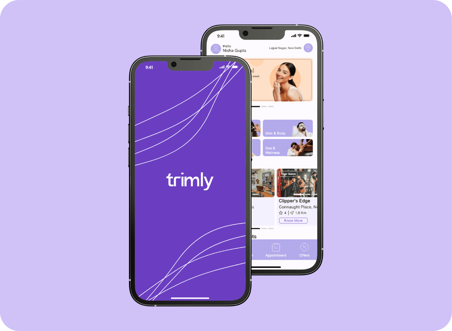 Trimly App home screen