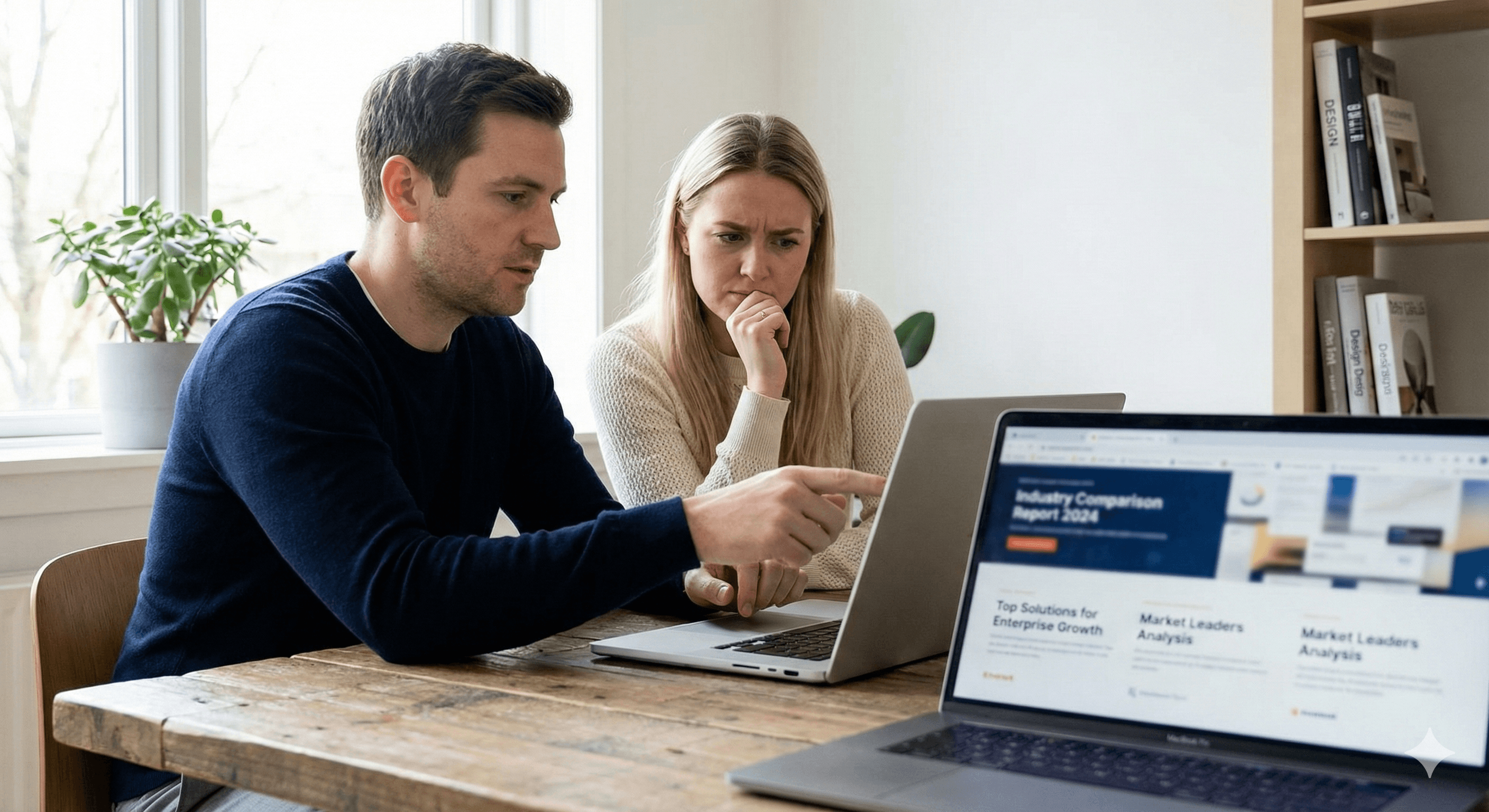 man sitting beside woman looking at a contract on DocuSign