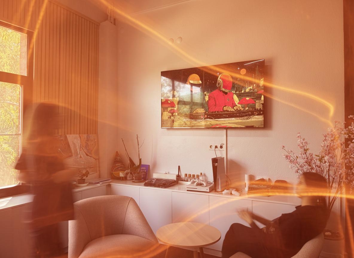 A person writing in a notebook at a table with a glass of water, lit by natural sunlight.