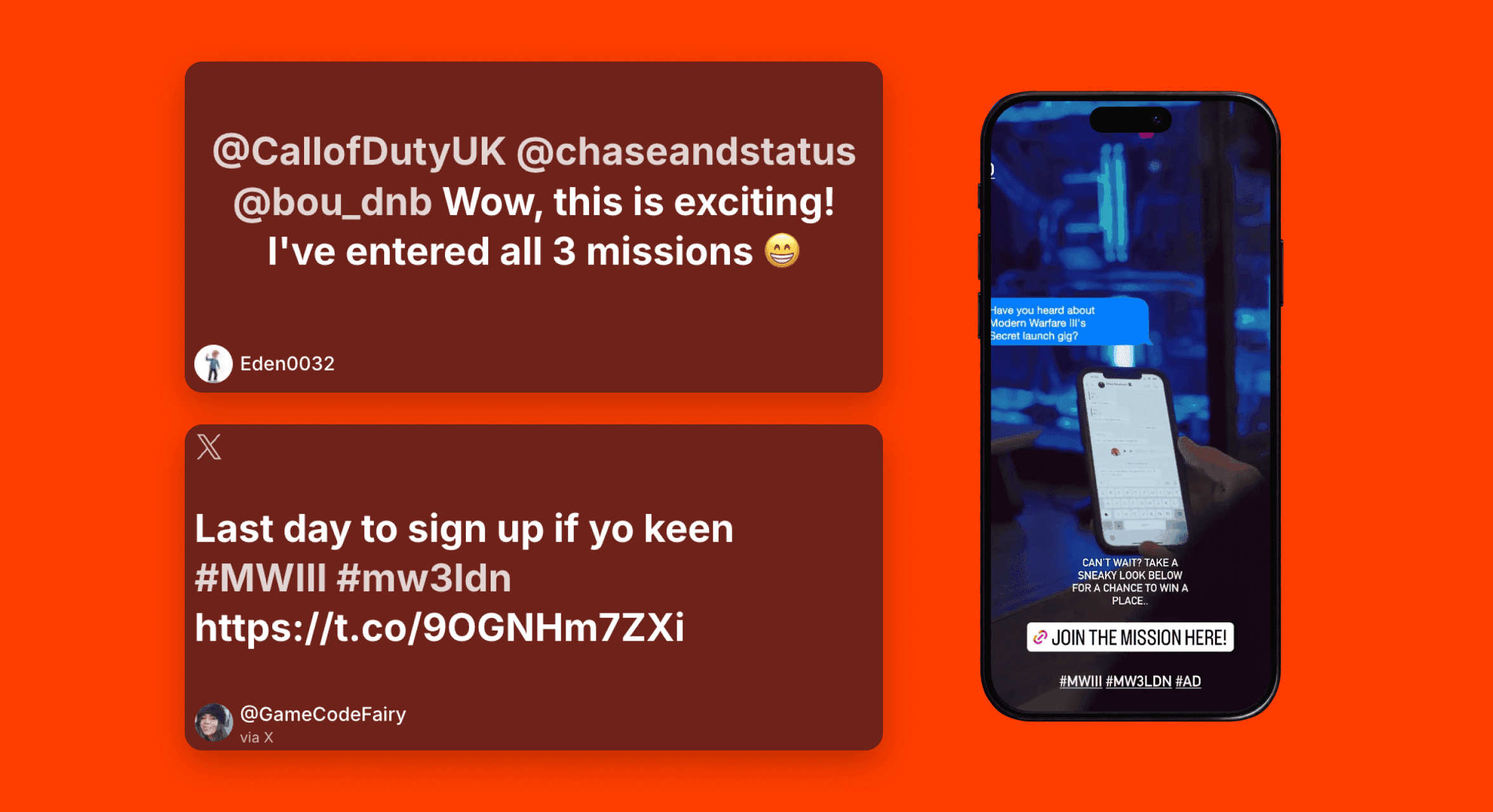 Fan comments, X posts and Instagram stories about the Call of Duty LDN Calling missions