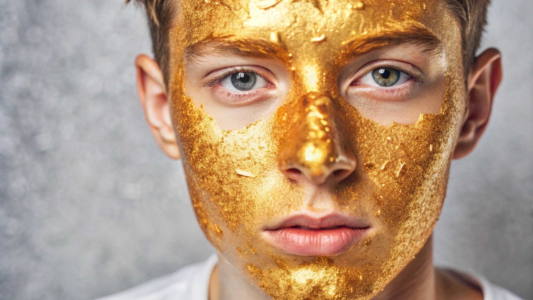 teen with a gold on the face