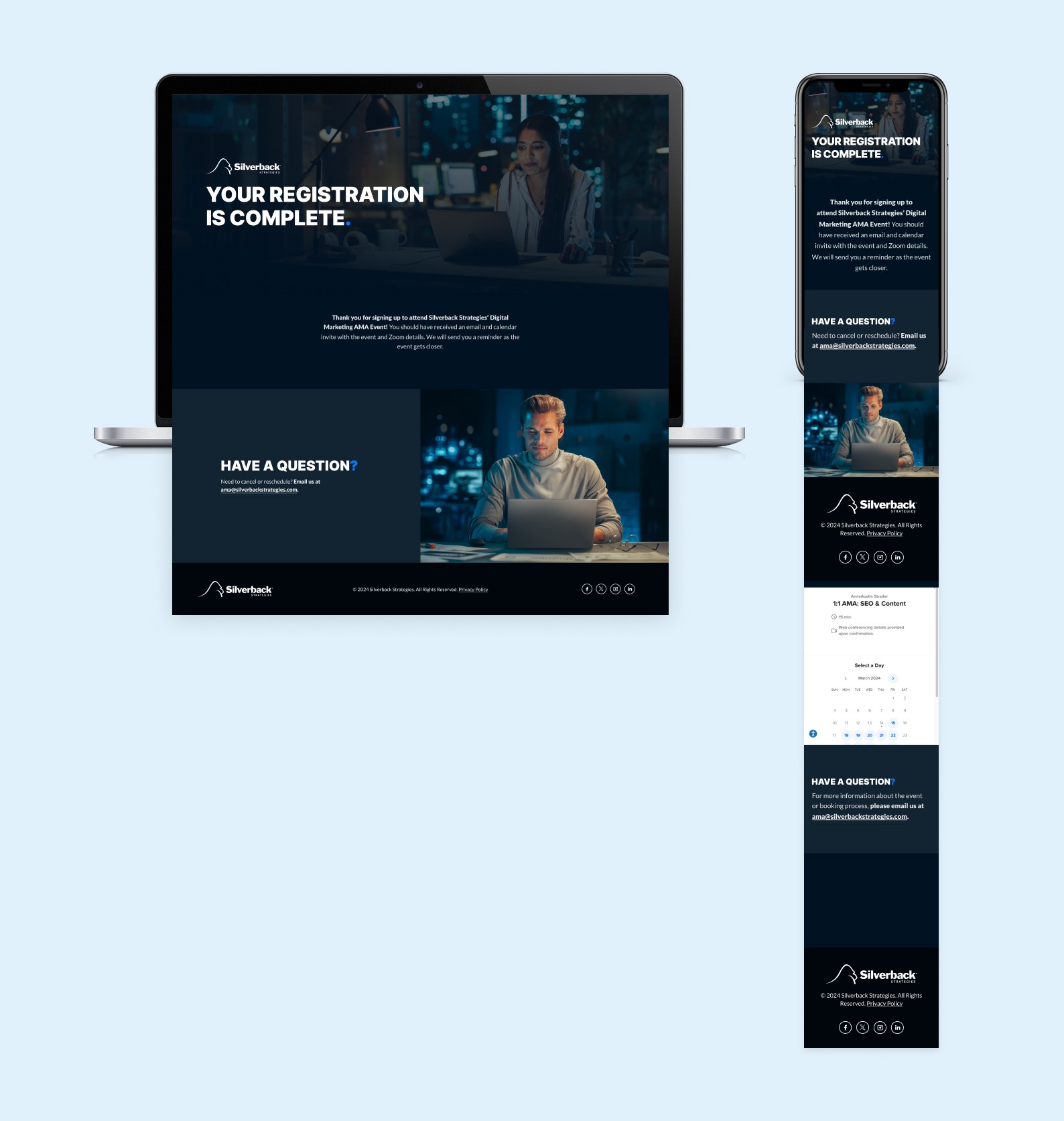 Silverback's Ask me anything event landing page website design for a registration page