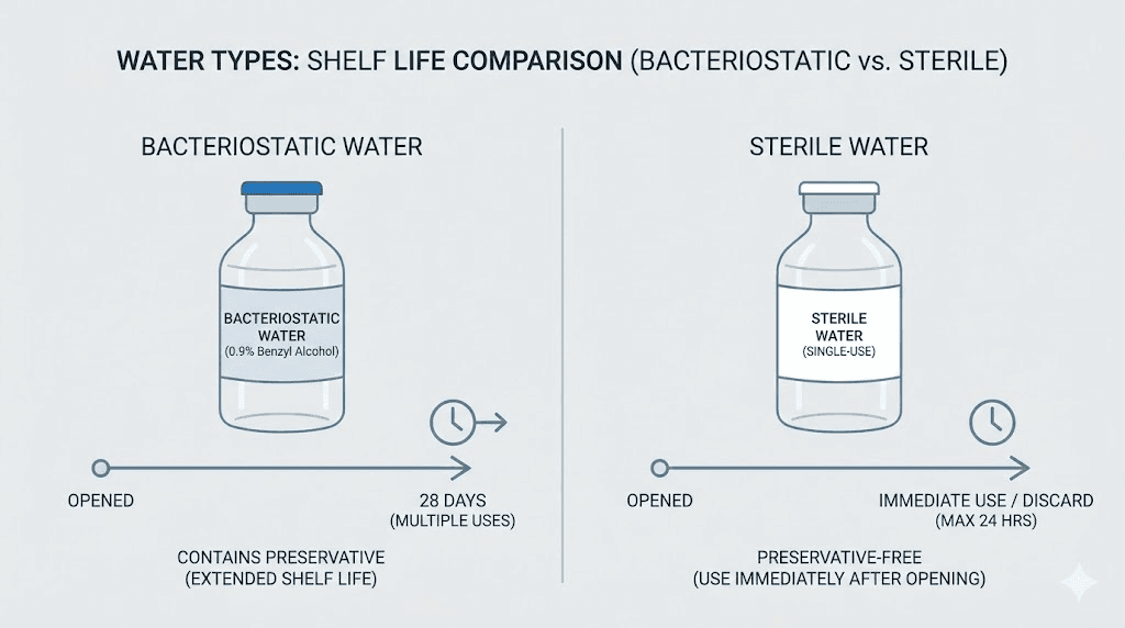 Bacteriostatic water versus sterile water comparison for semaglutide reconstitution