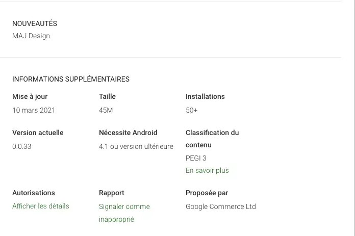 Informations de version