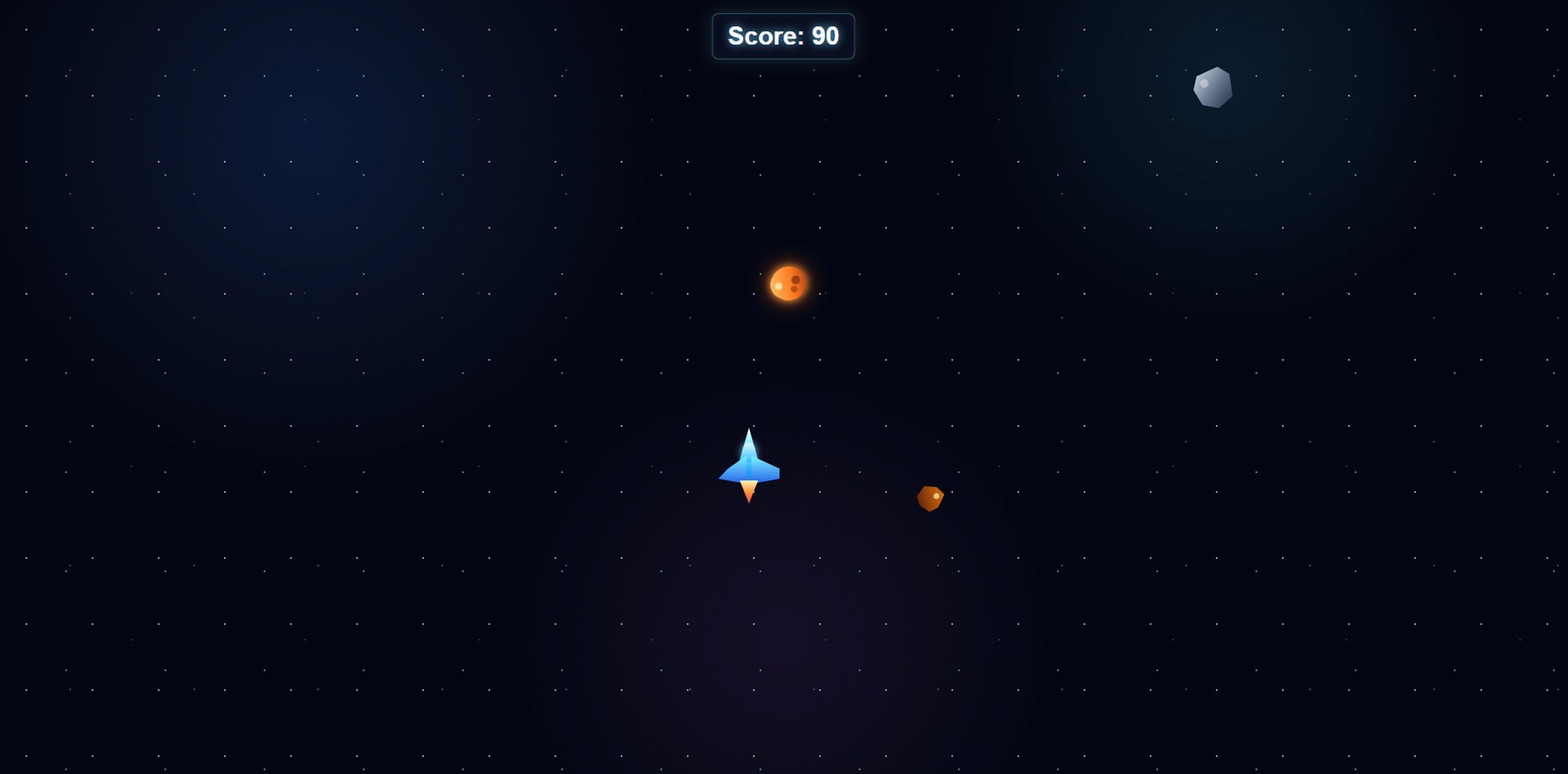 Image caption: The upgraded version adds four-direction movement, a sci-fi jet-style spaceship, varied meteor designs, and an occasional circular burst pattern for more dynamic gameplay.