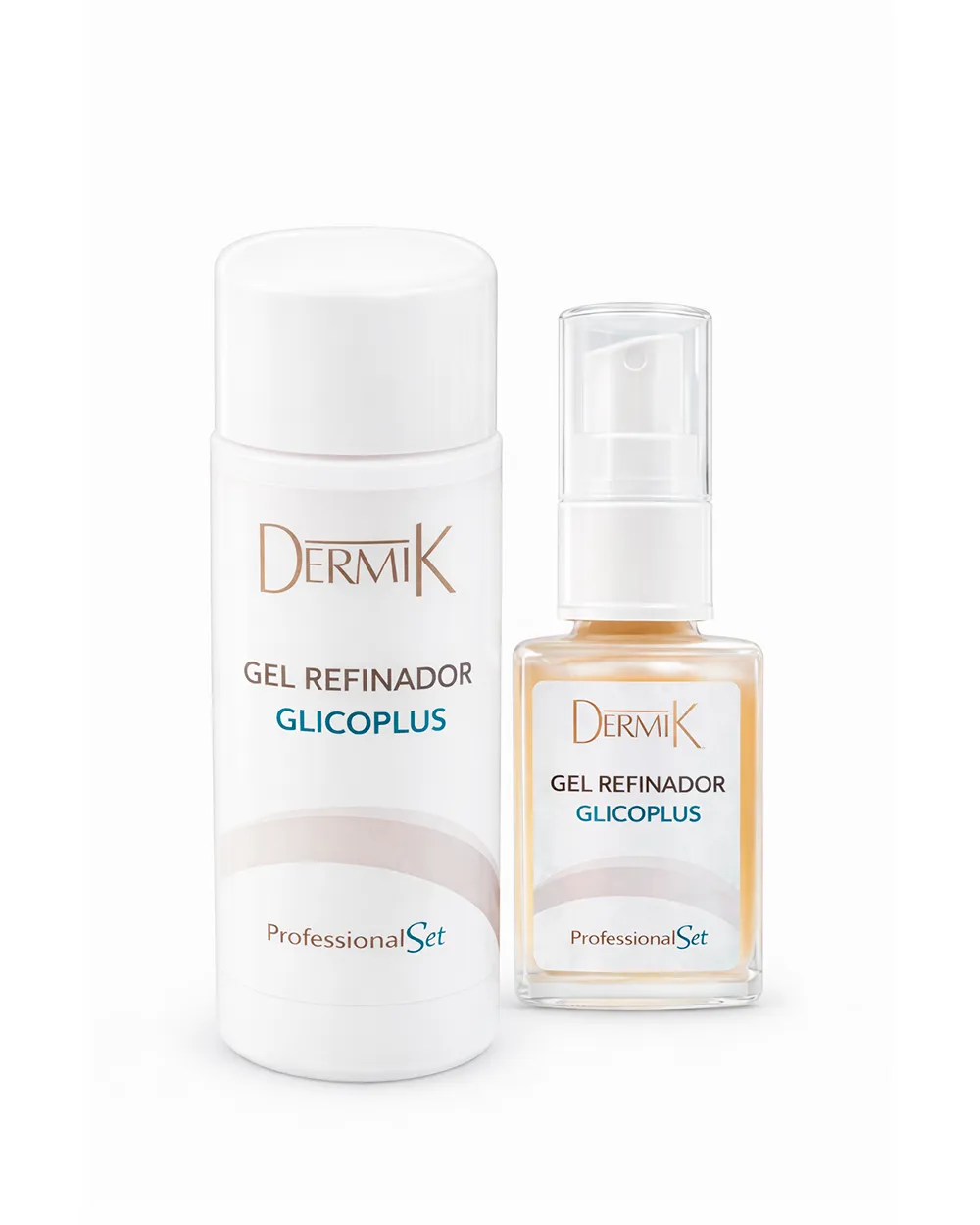 Gel refinador Glicoplus de la línea base Levinia Dermik para cuidado facial