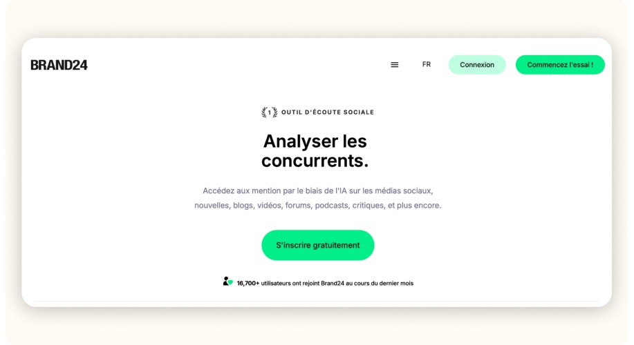 Page d’accueil Brand24