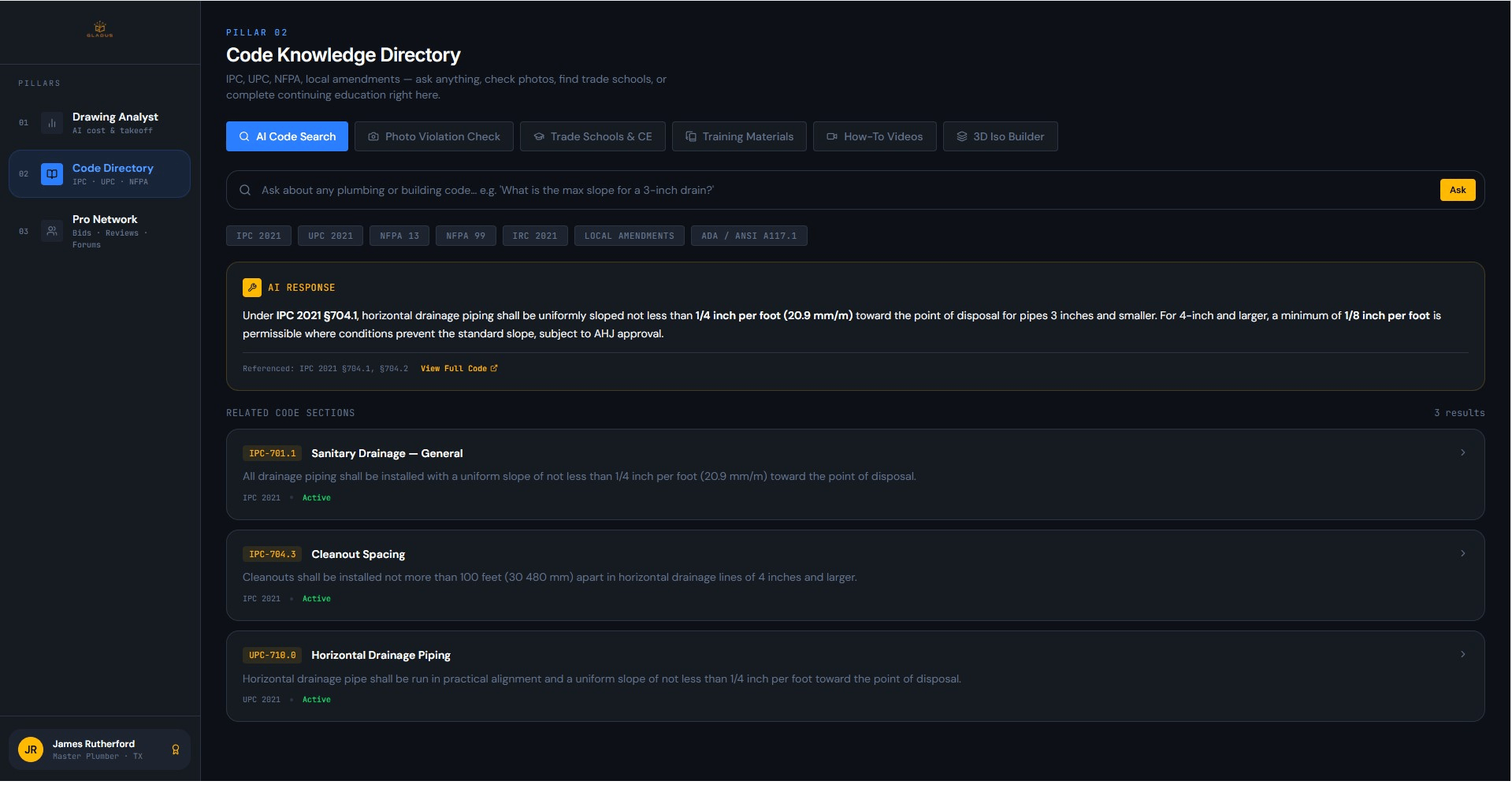 Gladus homepage interface animation