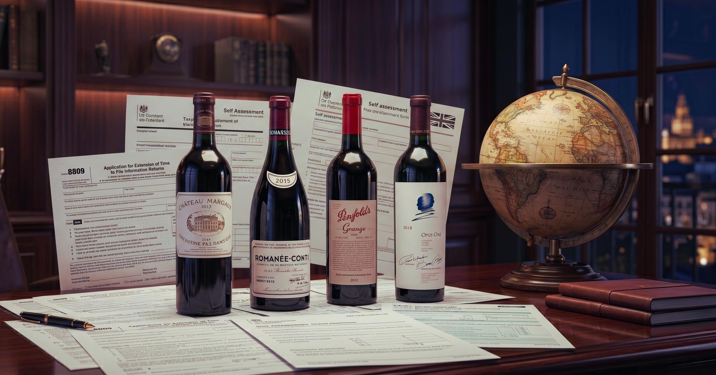 fine wine bottles and globe