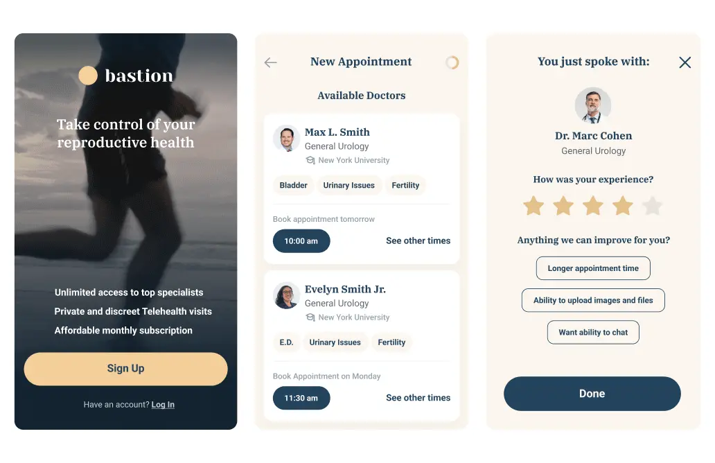 Bastion new user interface for mobile app
