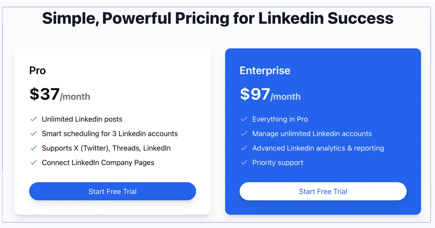 Pricing and plans offered by Postwise