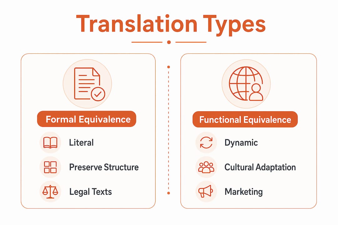 Infographic comparing formal and functional translation types