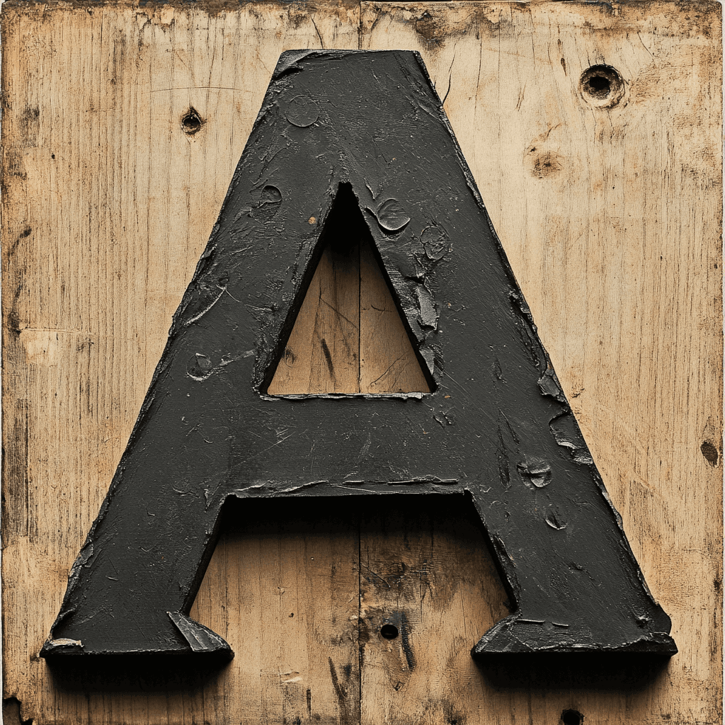 The letter A on a wooden background.