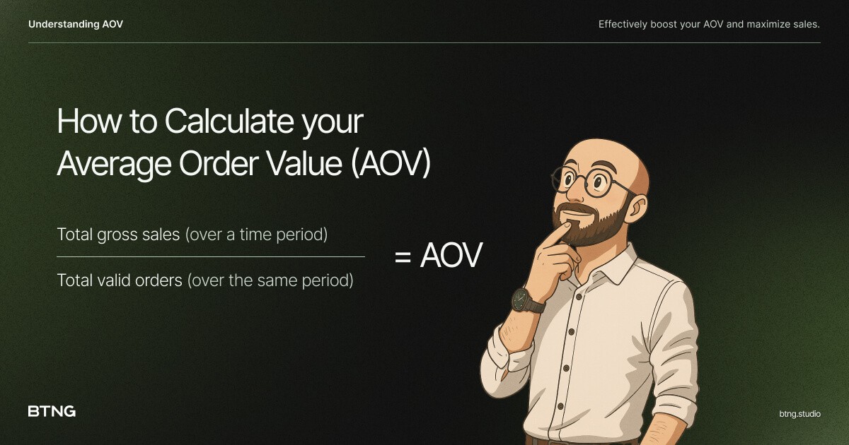 An infographic illustrating the concept of Average Order Value (AOV) in ecommerce.