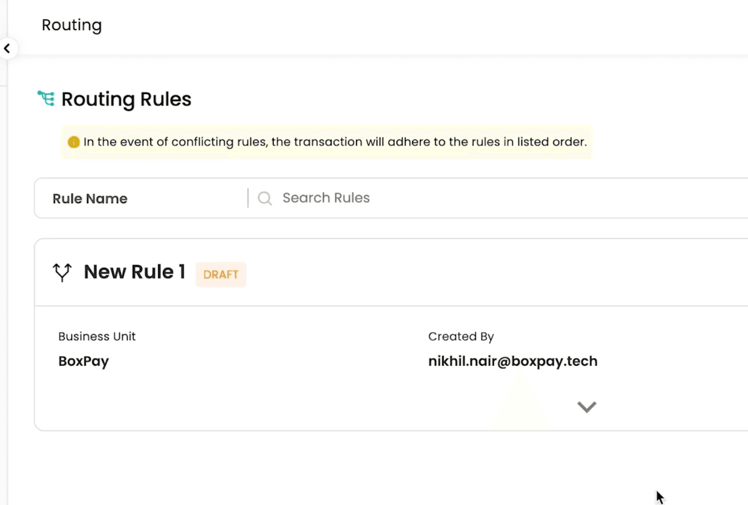 Rule Saved As Draft