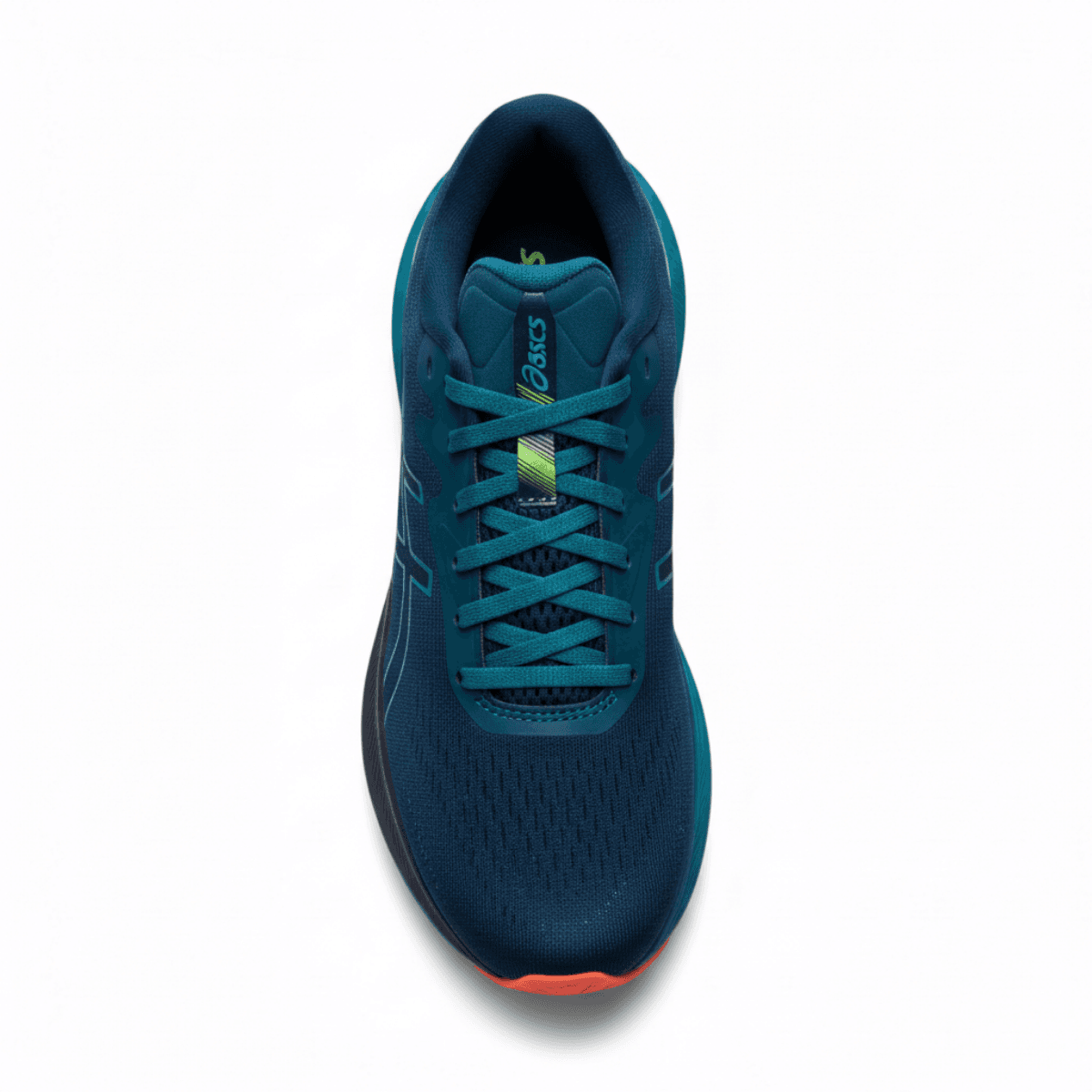 Blue Corbell women's sneaker with ventilated mesh upper and lime green accents.
