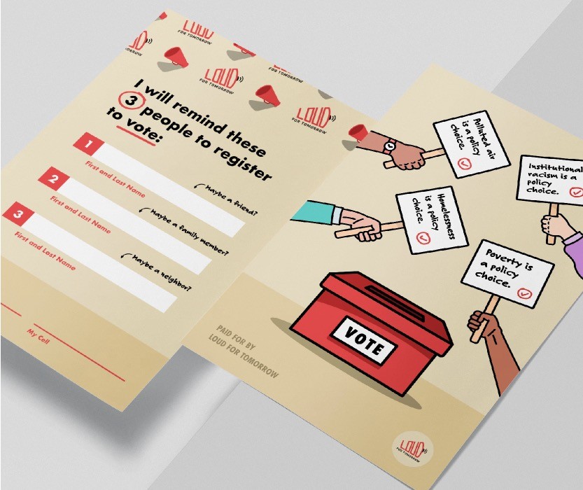 LOUD For Tomorrow Voter Pledge Card Design