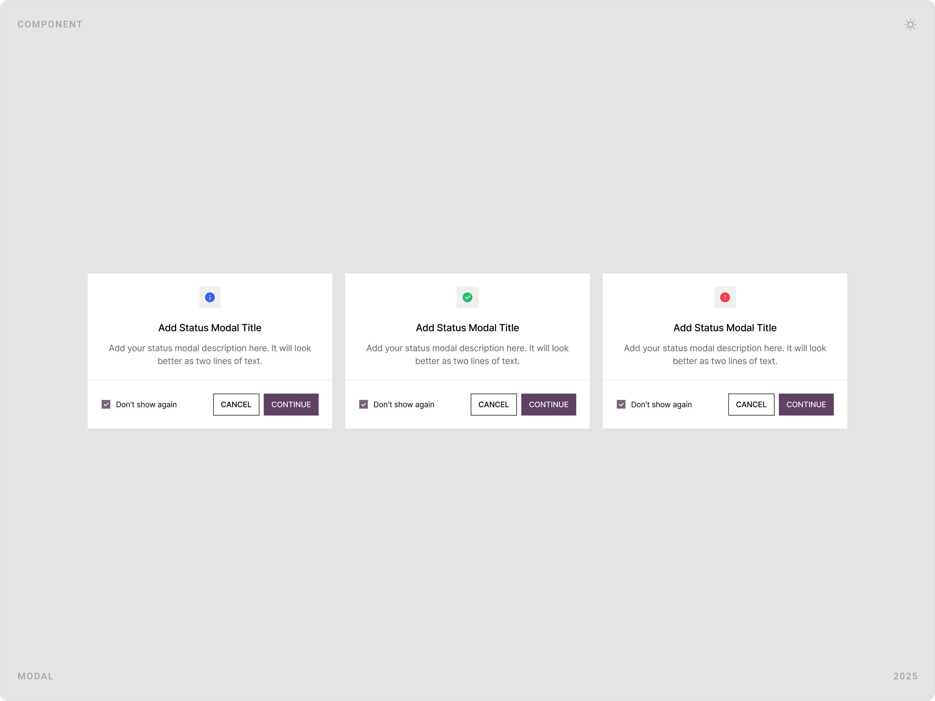 Clean Product Status Modal Component Design
