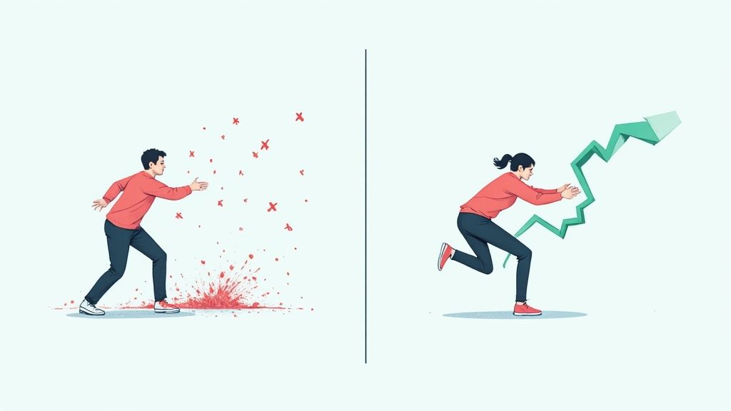 A person's hands typing on a modern, well-lit keyboard, focused on the keys.