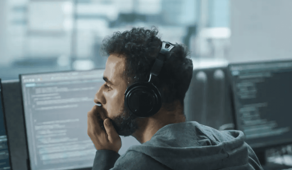 man listening to music