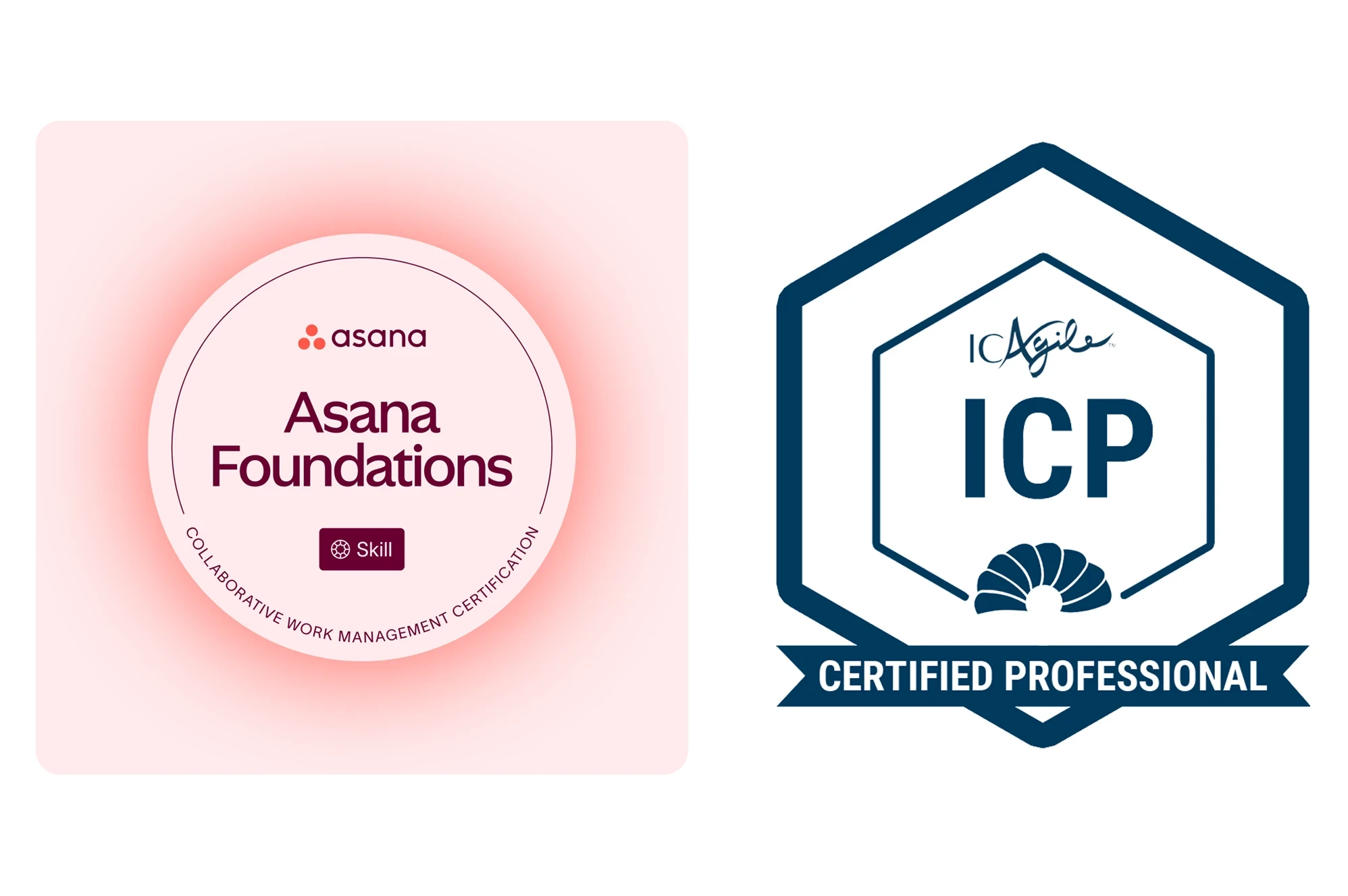 Asana and ICAgile certification badges