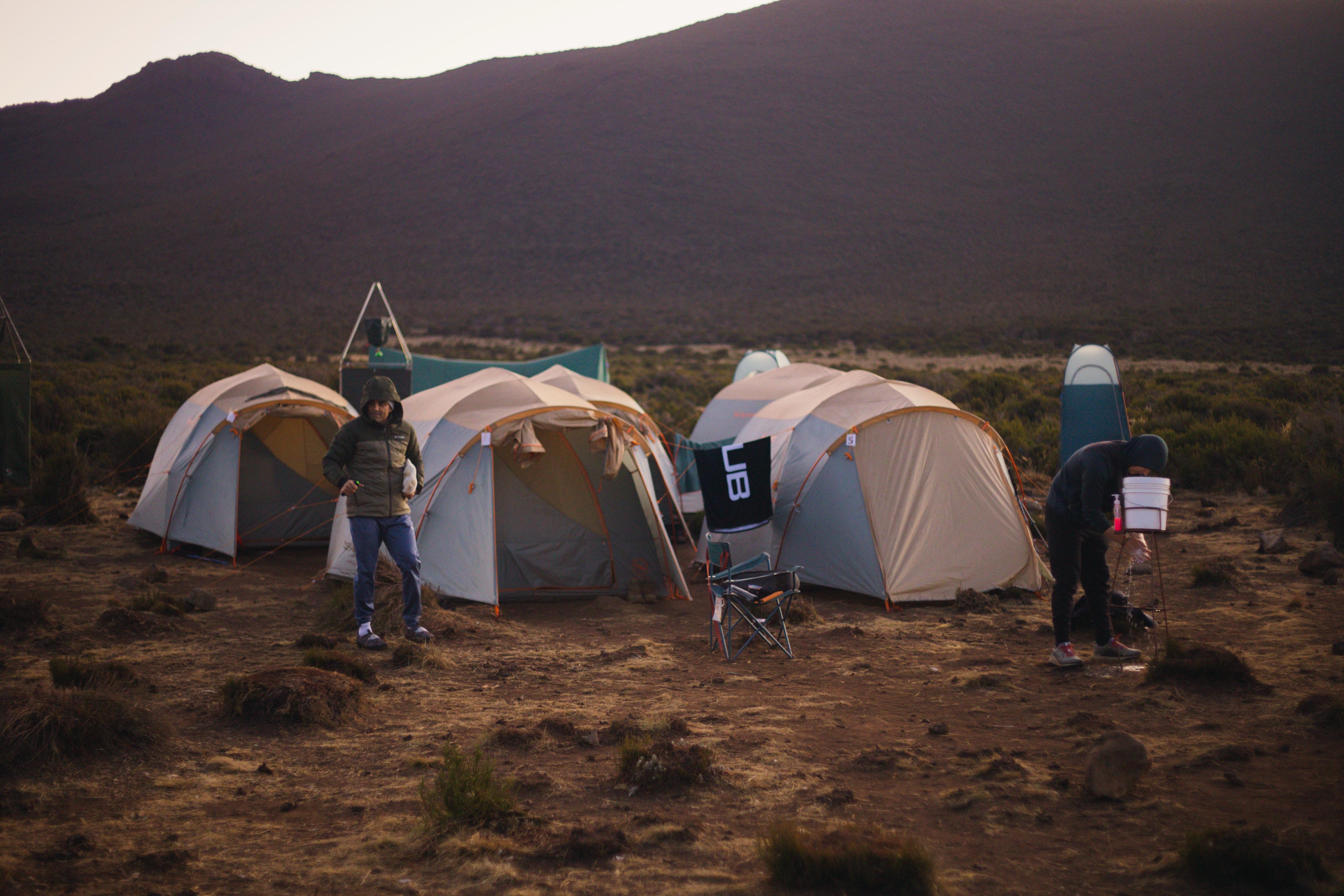 Camp set up at Legend on Kilimanjaro including showers
