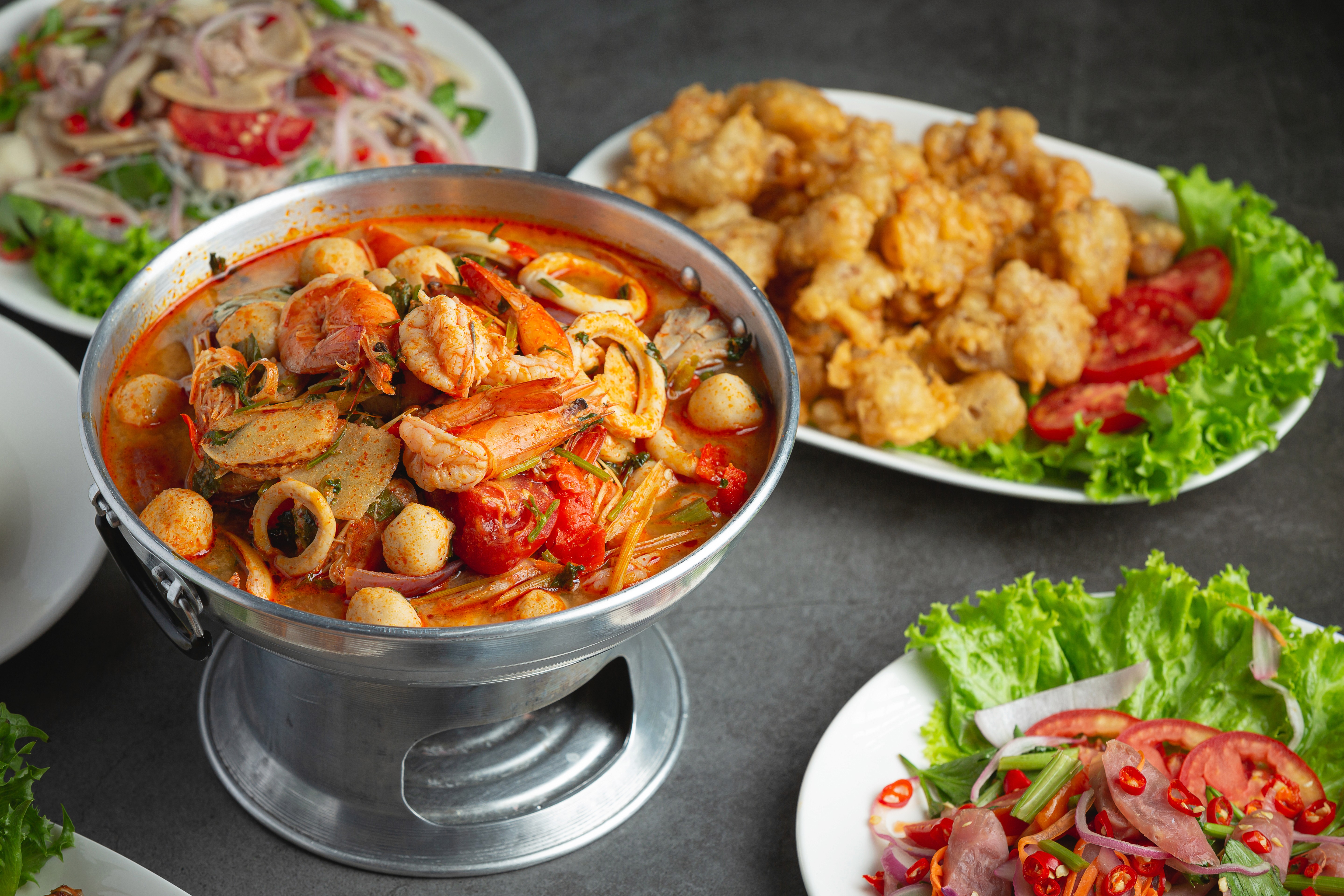 close-up shot of Thai foods