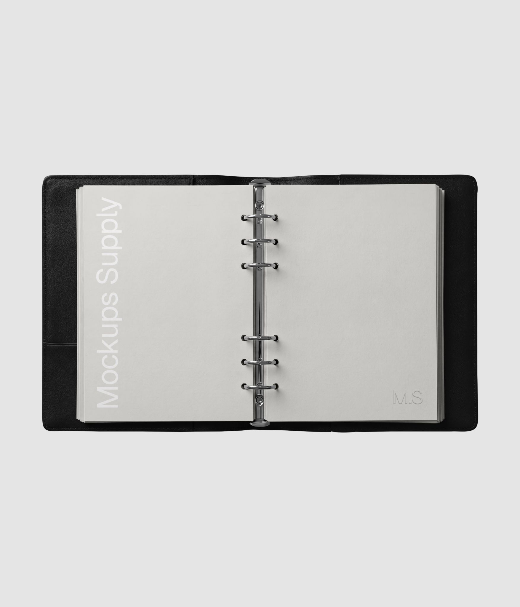 Leather binder mockup open spread download PSD