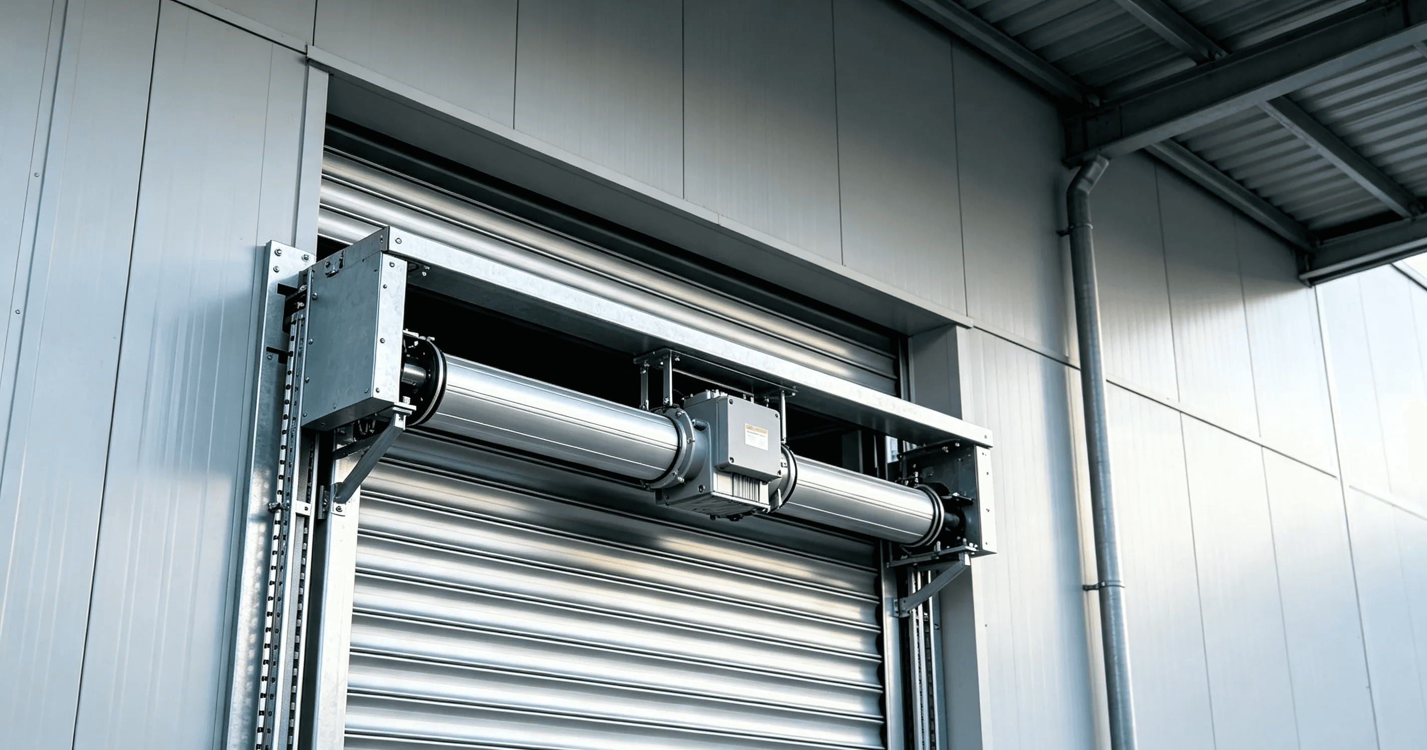Automated rolling shutter door with electric motor system