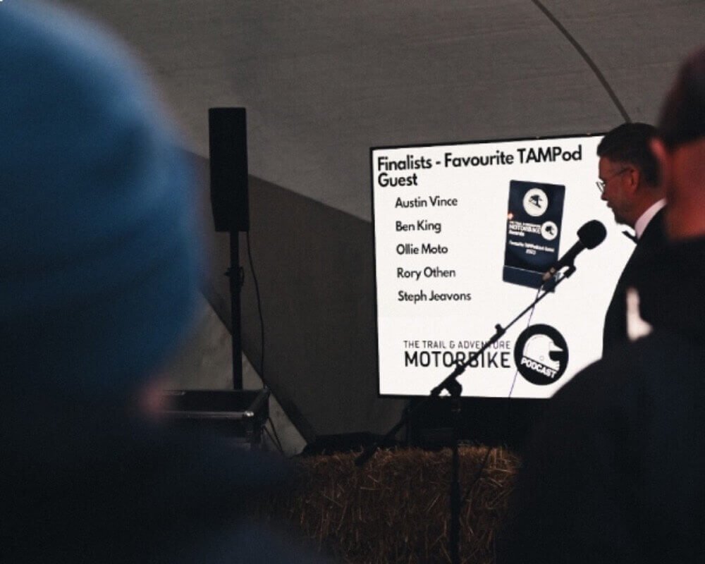 Clive announcing the finalists of the Favourite TAMPodcast Guest 2023.