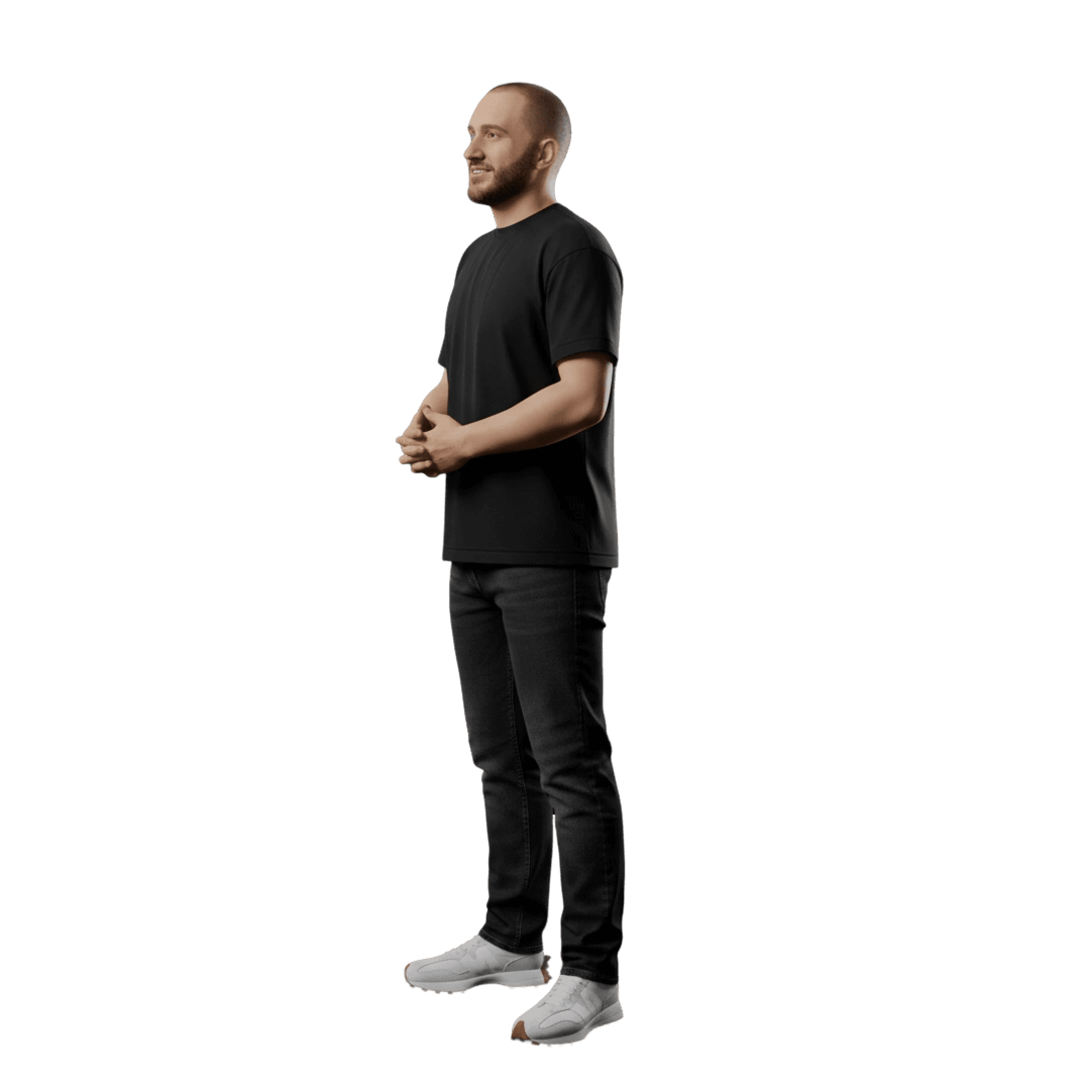 Senior UX designer standing with crossed arms in a studio workspace, reflecting experience in product design, design systems, and UX leadership.