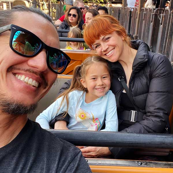 family at disneyland