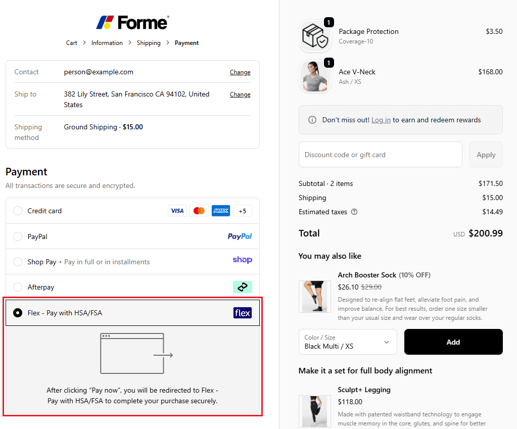 The Forme checkout using Flex