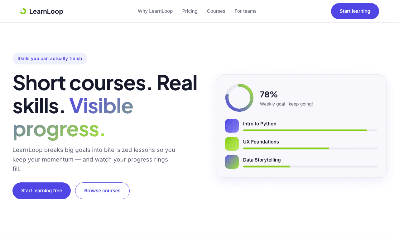 LearnLoop landing page preview
