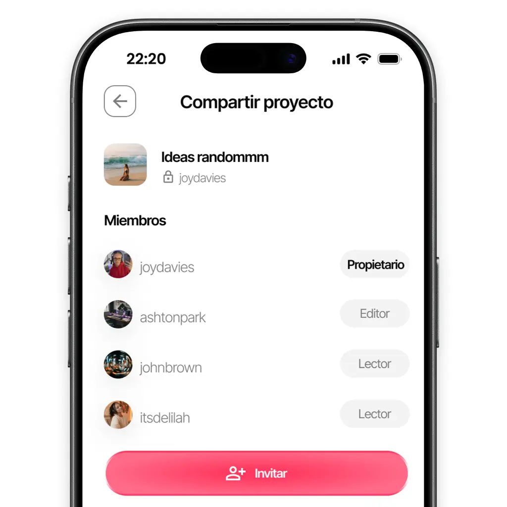 Compartir proyectos con otros artistas y colaboradores