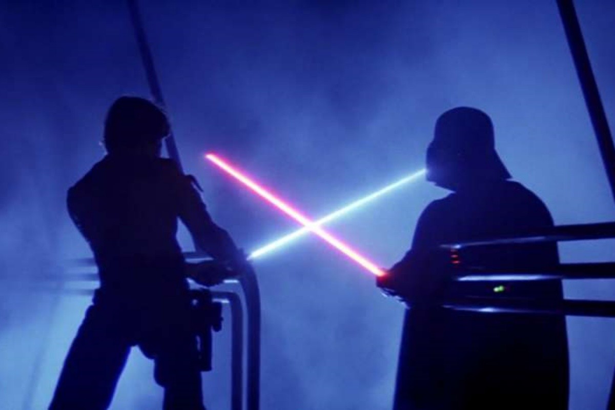 Luke Skywalker and Darth Vader face off on Bespin in The Empire Strikes Back