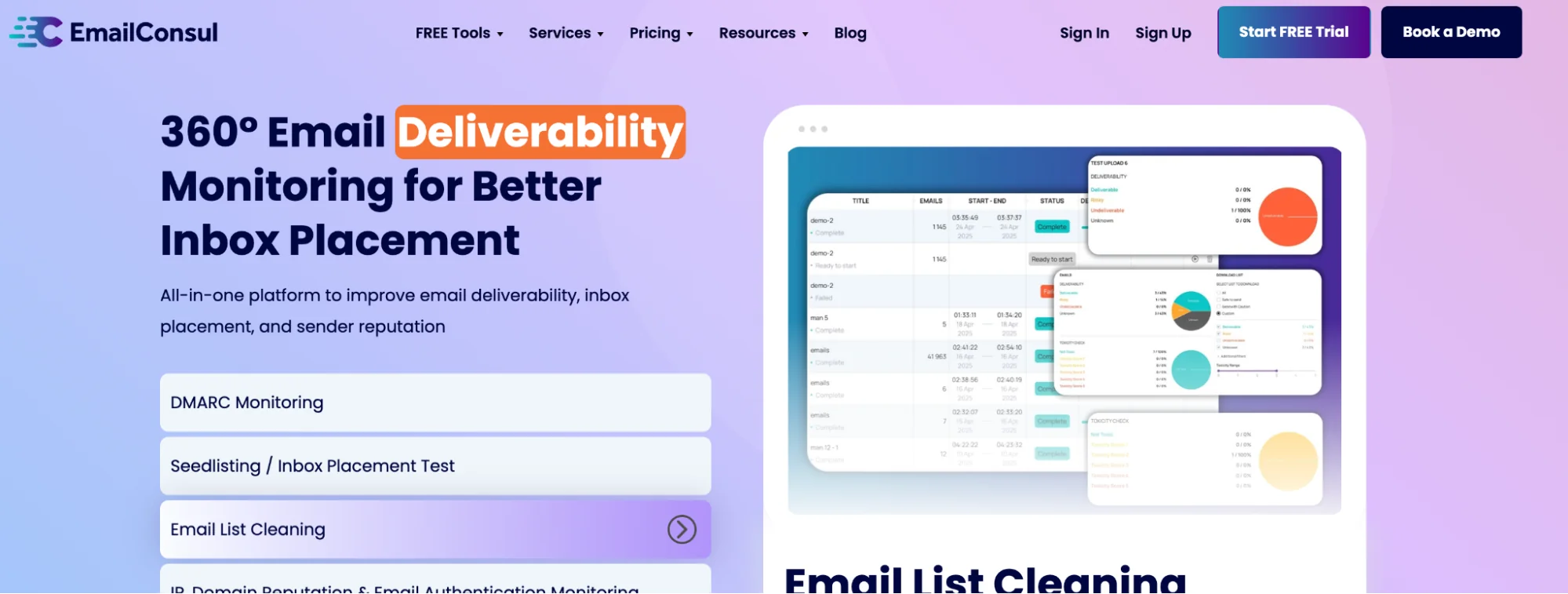 EmailConsul homepage: enterprise email deliverability consulting and monitoring