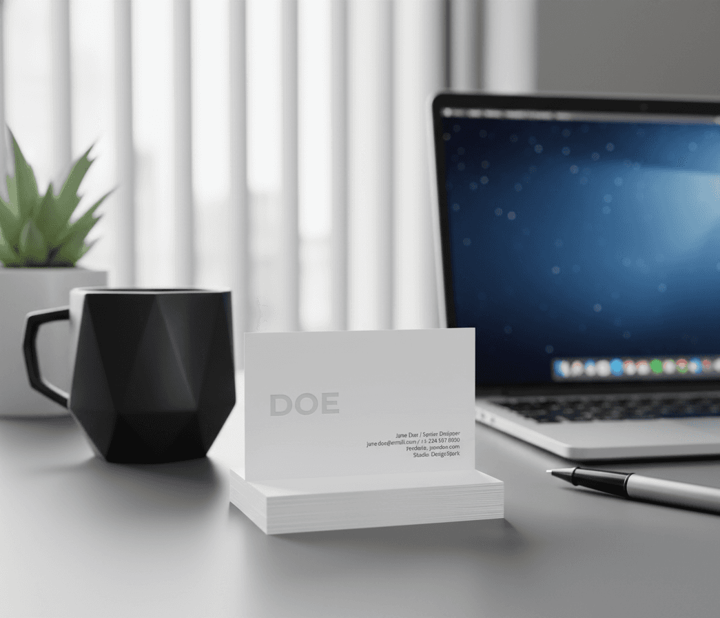 business card in an office setting