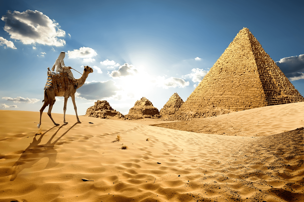 Pyramids in the desert.