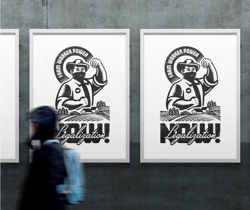 UFW Foundation Farm Worker Illustration Design, Legalization Now